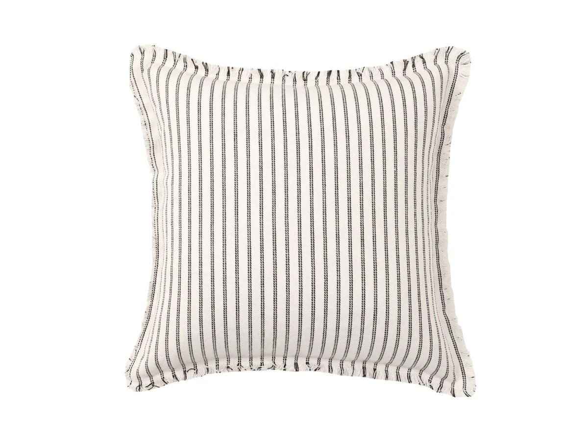 Coussin blanc à rayures noires 45x45 cm TALINA - Image 3