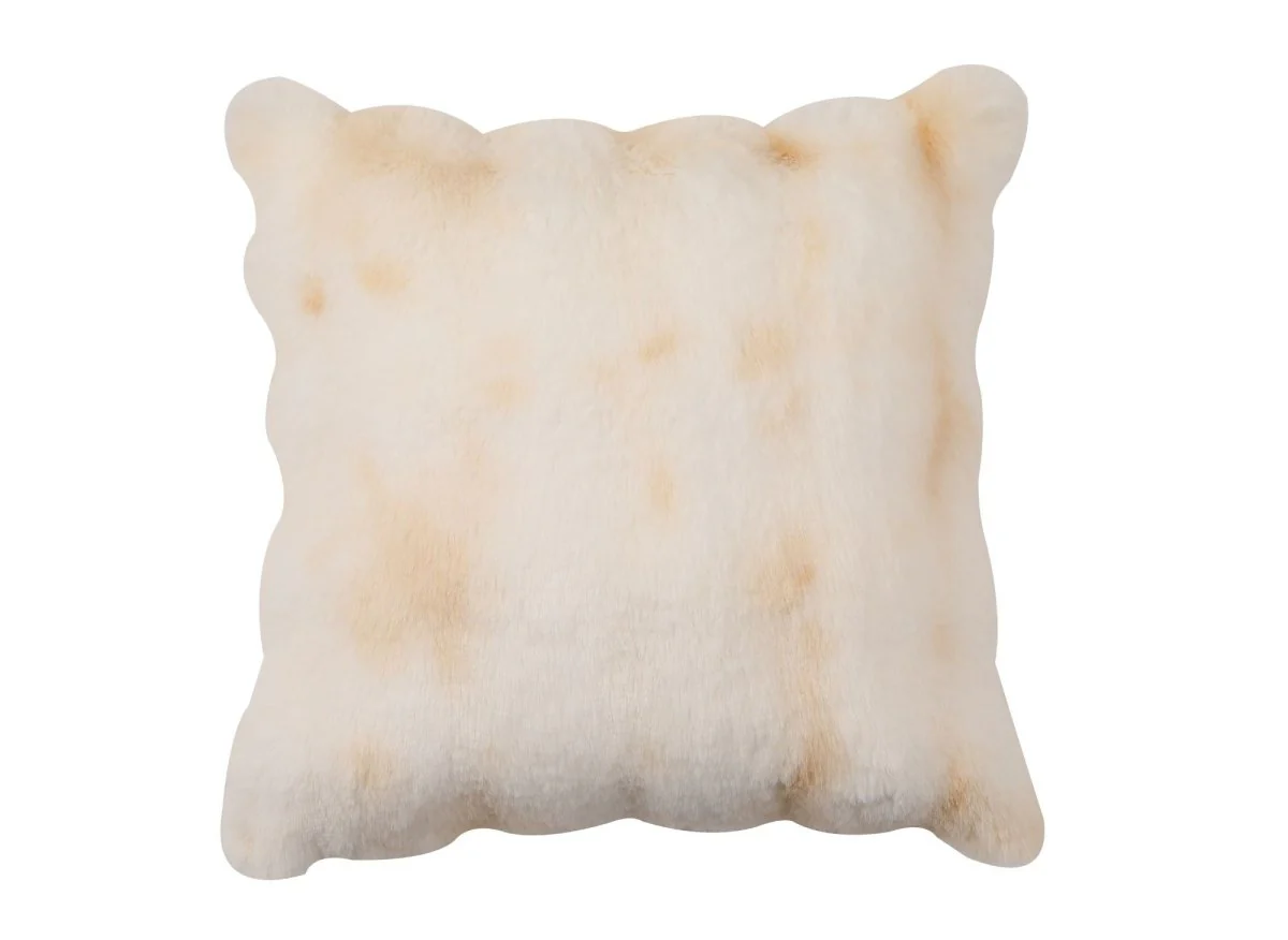 Coussin blanc et beige effet fourrure 45x45 cm KAELA - Image 2