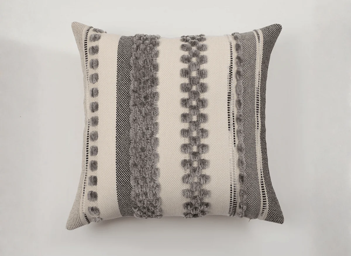 Coussin texturé gris et blanc écru 45x45 cm NEXUS - Image 3