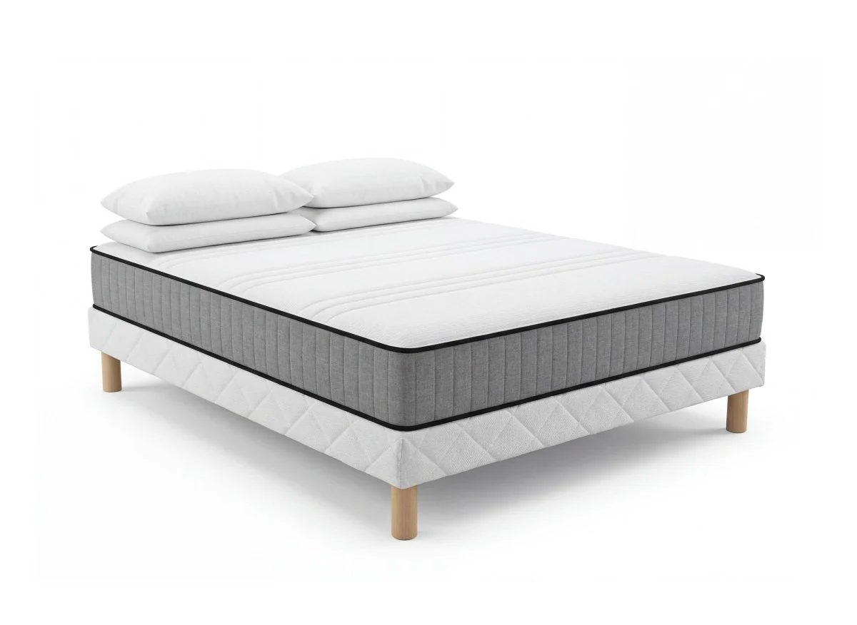 Ensemble 140x190 sommier tapissier + Matelas en mousse 20 cm - AWAN - Image 3