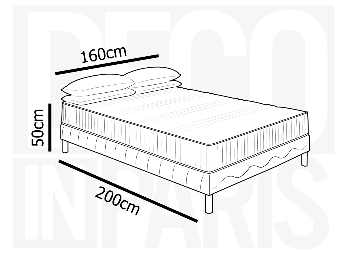 Ensemble 160x200 sommier tapissier + Matelas en mousse 20 cm - AWAN - Image 9