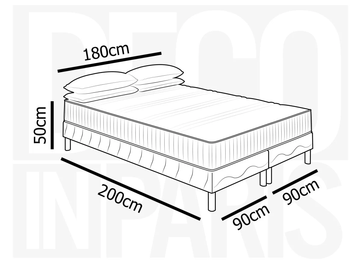 Ensemble 180x200 sommier tapissier + Matelas en mousse 20 cm - AWAN - Image 6