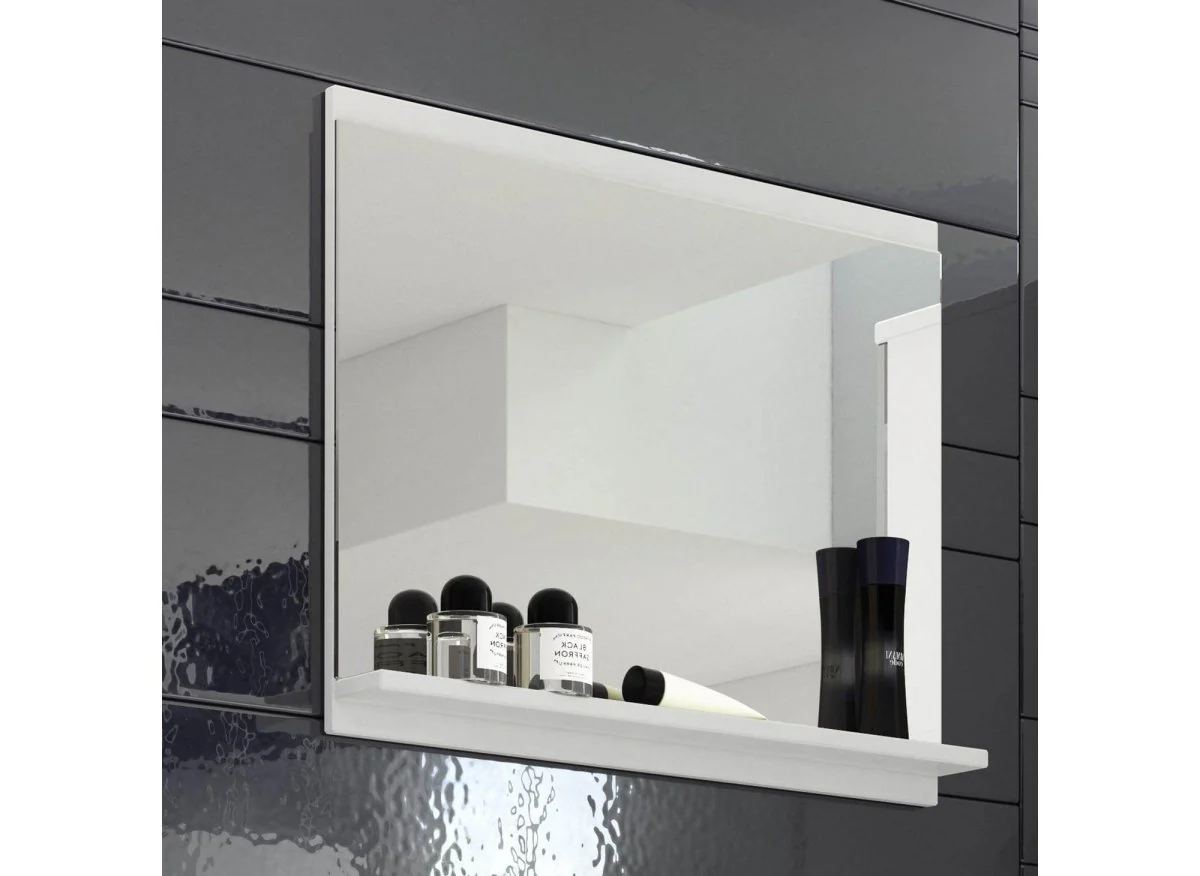 Ensemble meubles salle de bain design suspendu - Blanc et gris laqué HARMONY - Image 4