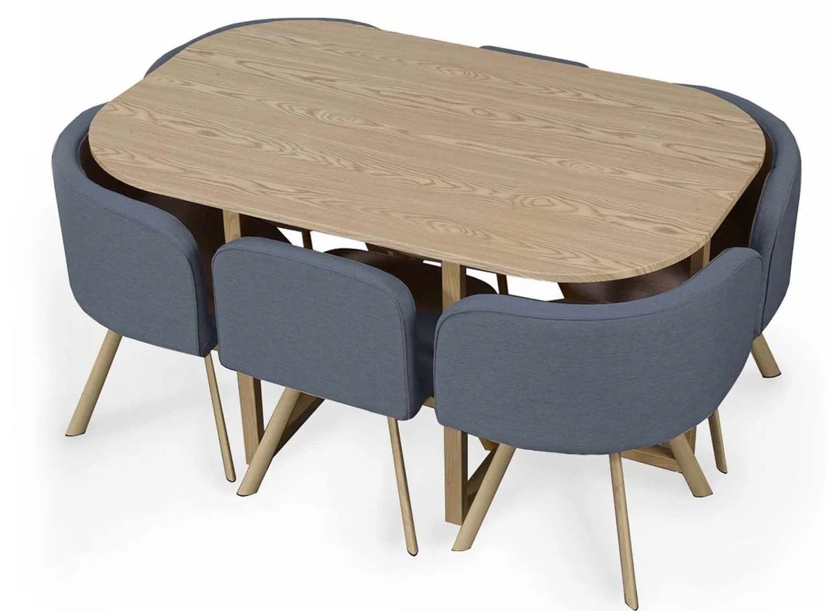 Ensemble table + 6 chaises encastrables gris FLEN XL - Image 4