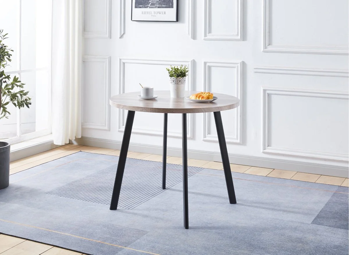 Ensemble table à manger en bois gris clair avec 4 tabourets gris IRINA - Image 3