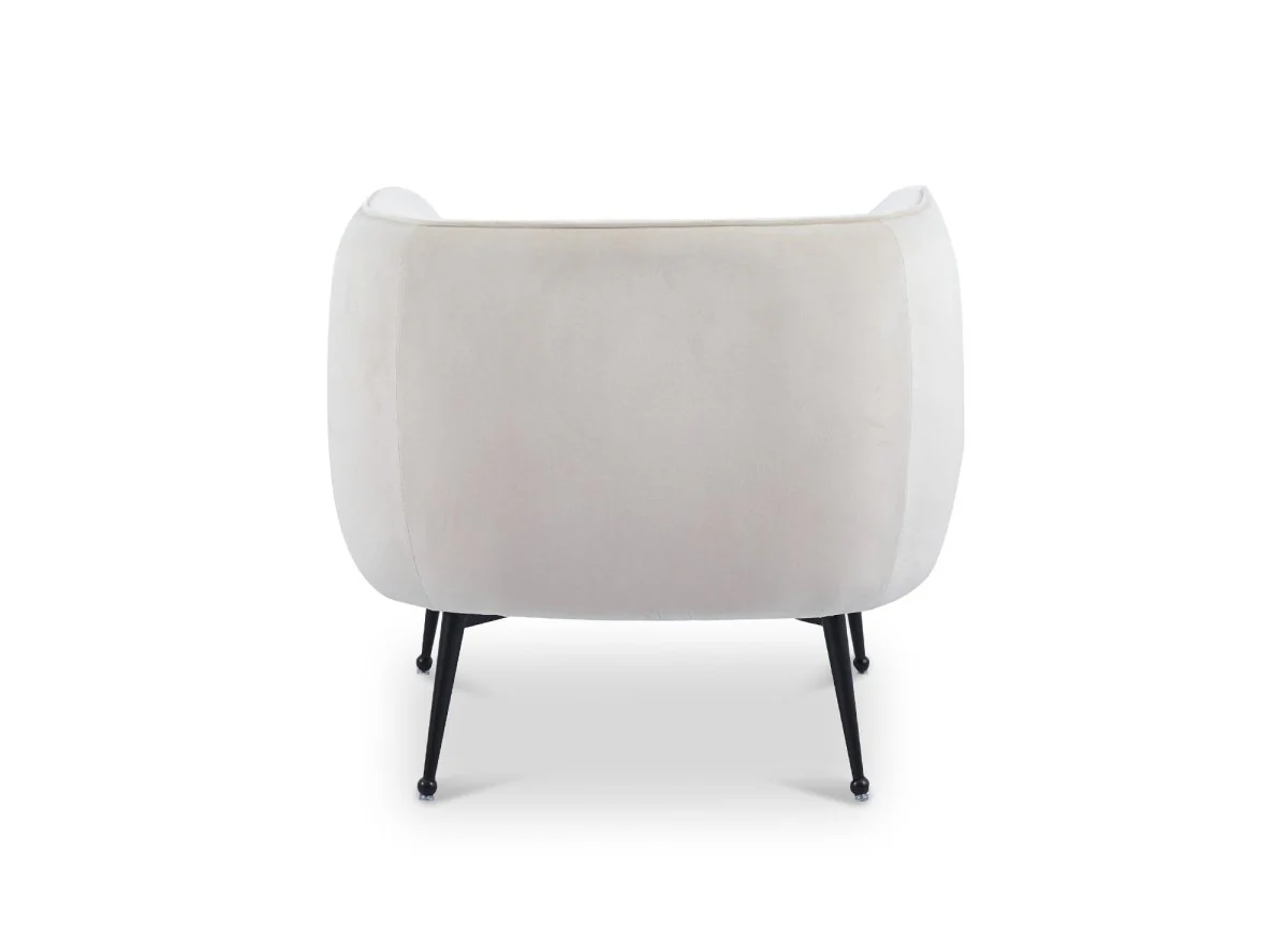 Fauteuil cabriolet en velours beige pieds noir PERRY - Image 5