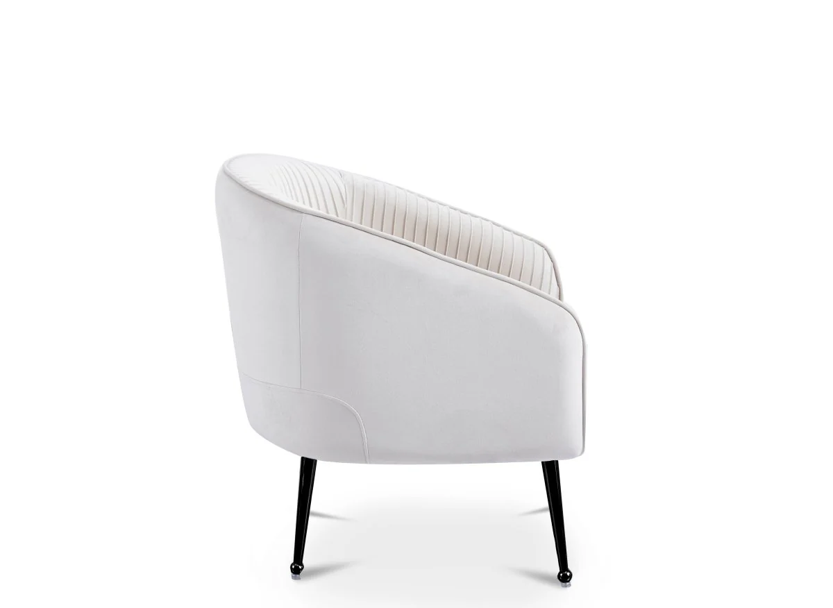 Fauteuil cabriolet en velours beige pieds noir TRECY - Image 3