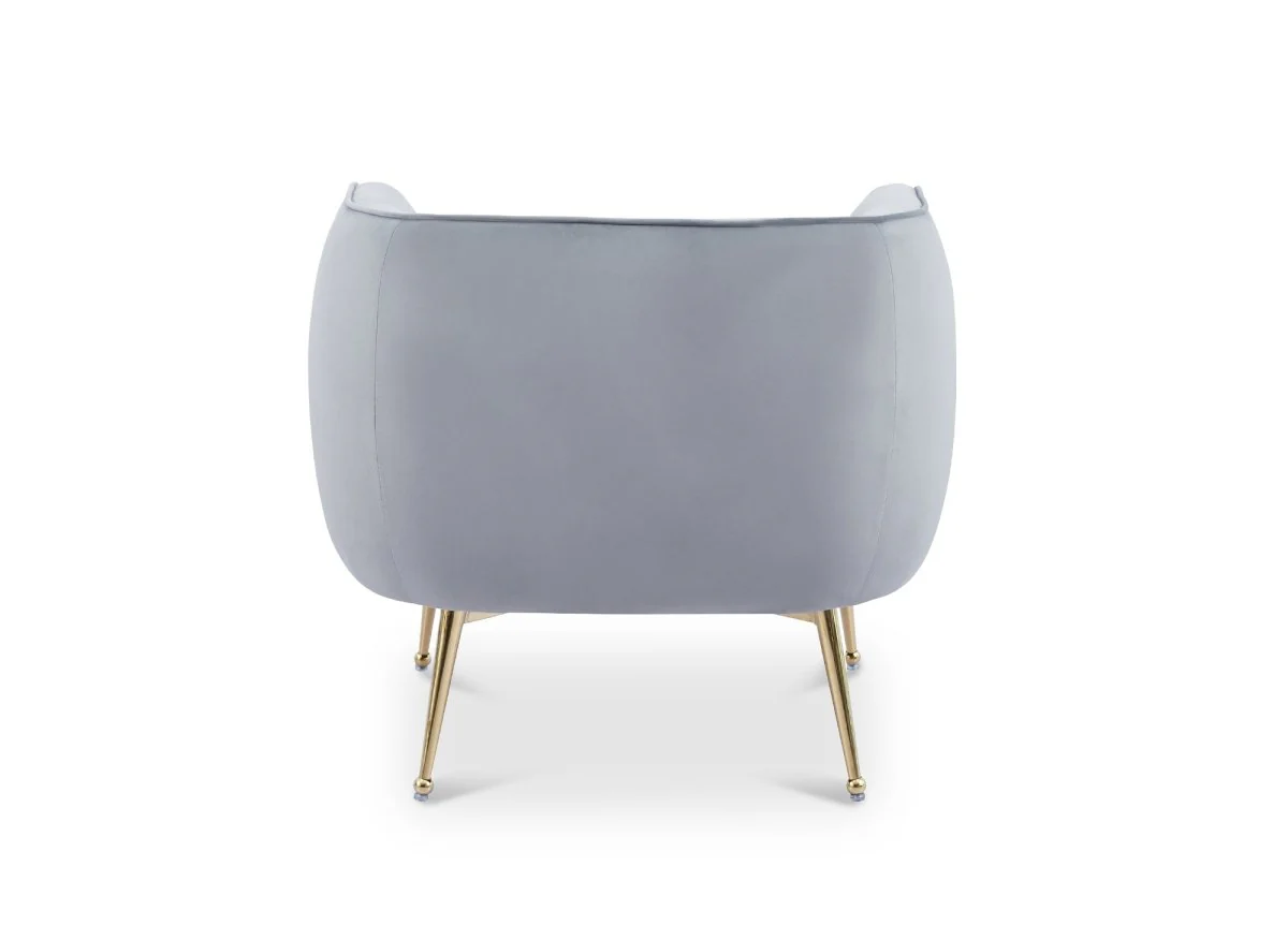 Fauteuil cabriolet en velours gris pieds doré PERRY - Image 5