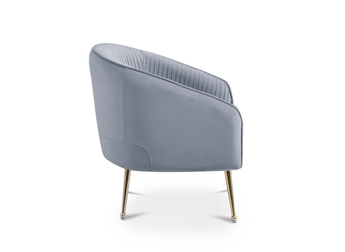 Fauteuil cabriolet en velours gris pieds doré TRECY - Image 3