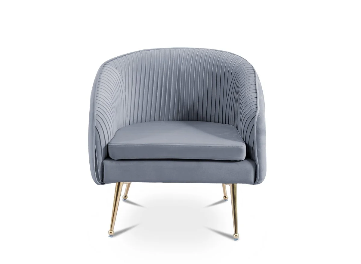 Fauteuil cabriolet en velours gris pieds doré TRECY - Image 4