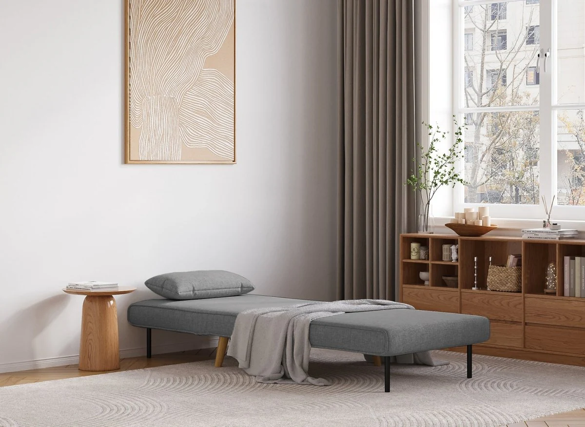 Fauteuil convertible en tissu gris TONKA - Image 2