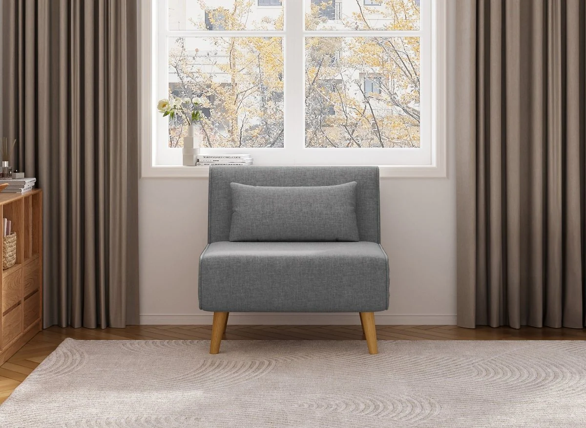 Fauteuil convertible en tissu gris TONKA - Image 3