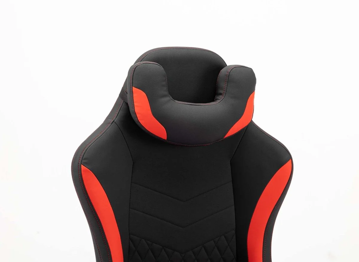 Fauteuil de bureau gaming en simili cuir noir et rouge EVALD - Image 8