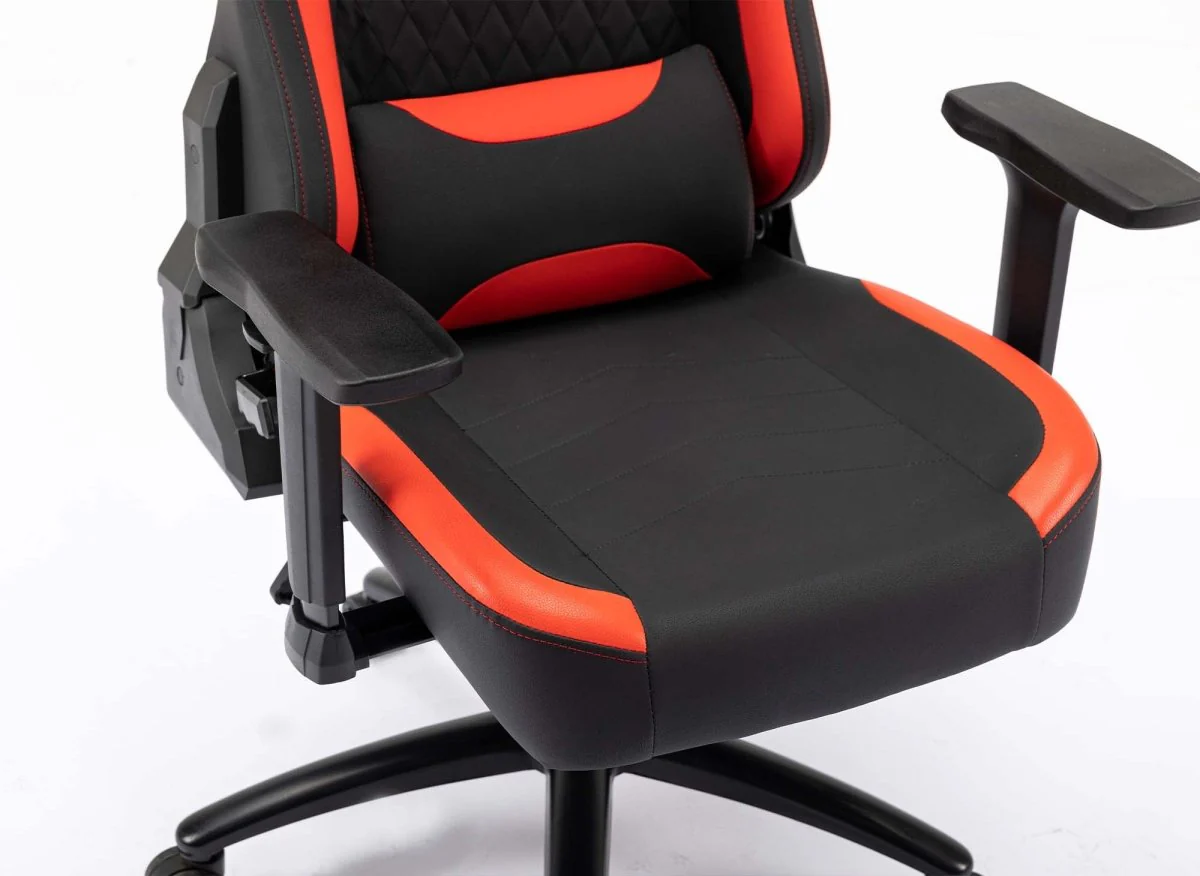 Fauteuil de bureau gaming en simili cuir noir et rouge EVALD - Image 9