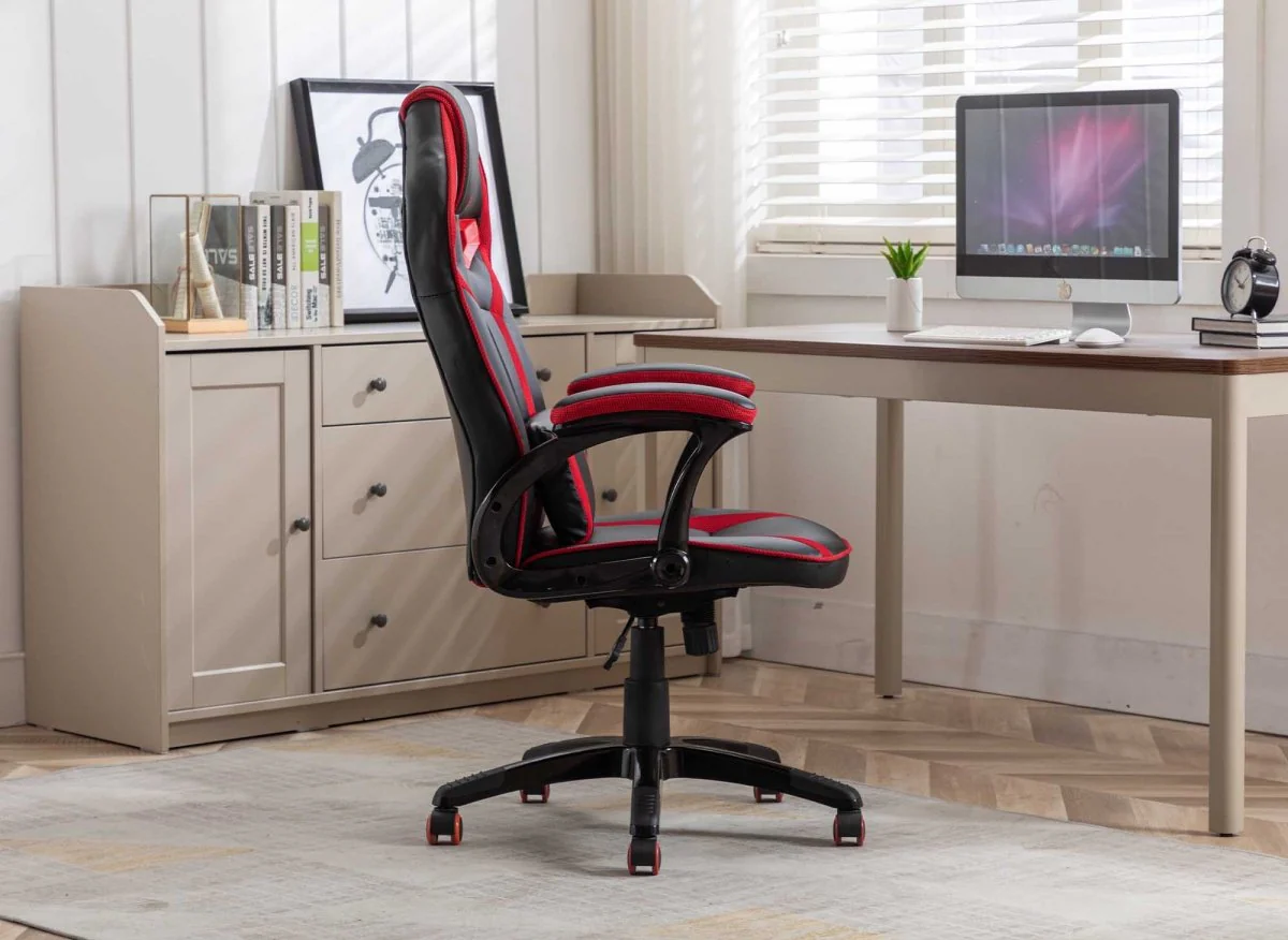 Fauteuil de bureau gaming en simili cuir noir et rouge ZONA - Image 5