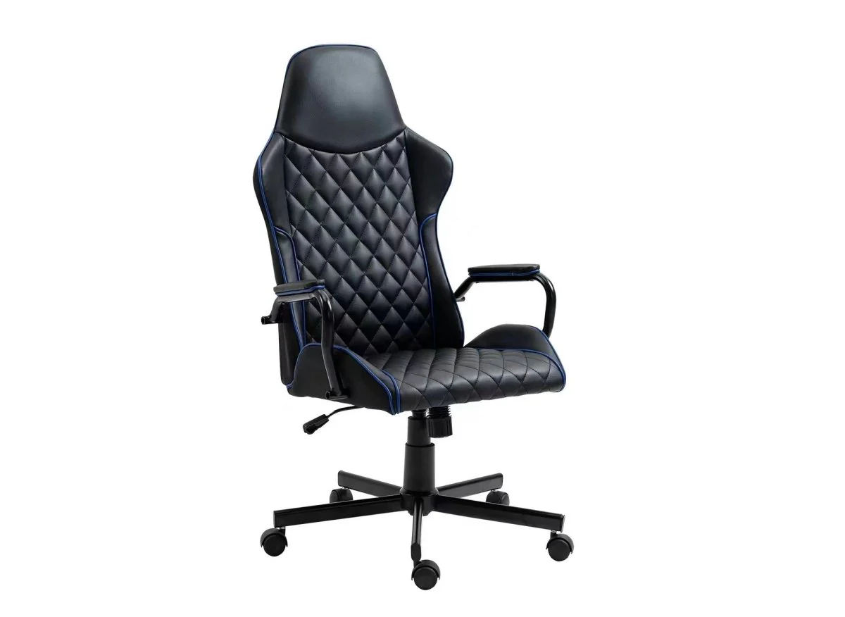 Fauteuil de bureau noir et bleu en simili cuir ATOMIC - Image 3