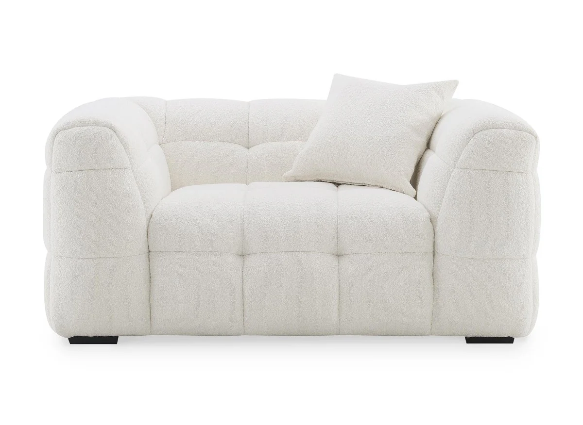 Fauteuil effet peau de mouton blanc écru BELLA - Image 4