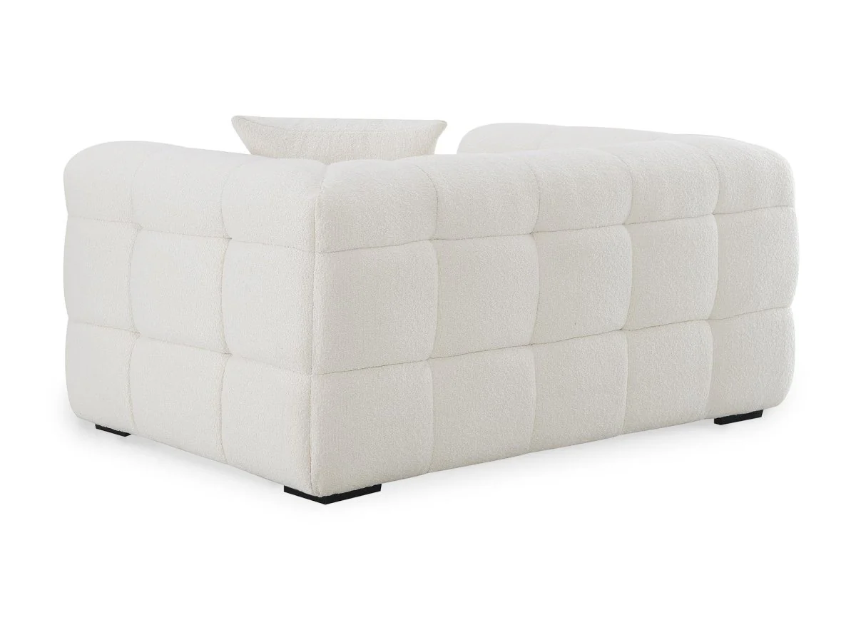 Fauteuil effet peau de mouton blanc écru BELLA - Image 5