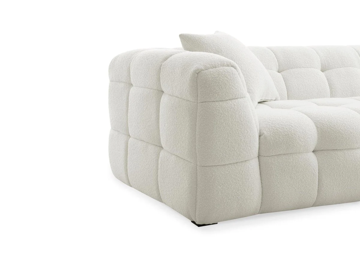 Fauteuil effet peau de mouton blanc écru BELLA - Image 6
