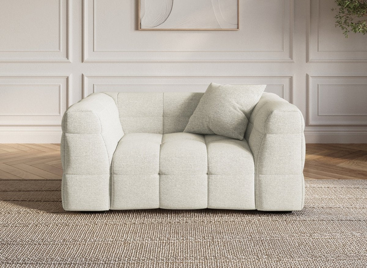 Fauteuil en tissu beige BELLA - Image 2