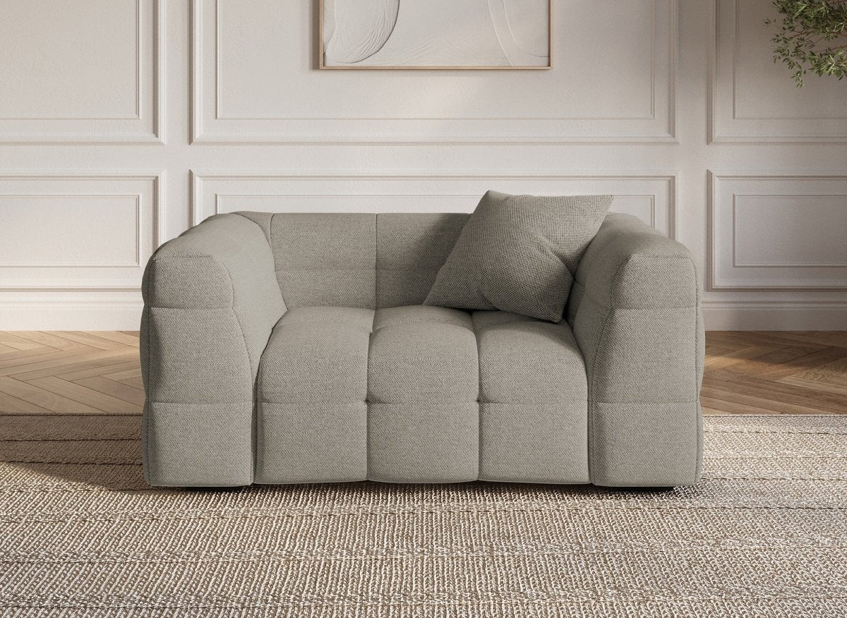 Fauteuil en tissu taupe BELLA - Image 2