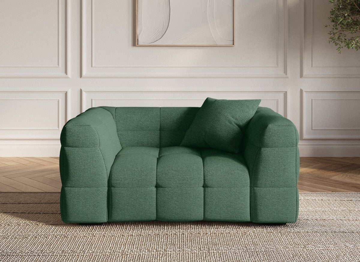 Fauteuil en tissu vert BELLA - Image 2