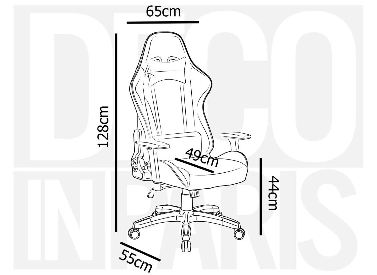 Fauteuil gaming en simili cuir noir et blanc LYHAM - Image 13