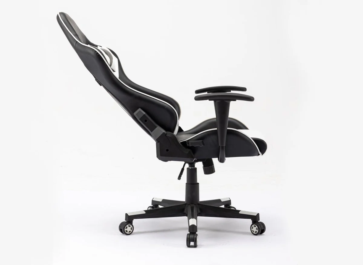 Fauteuil gaming en simili cuir noir et blanc LYHAM - Image 2