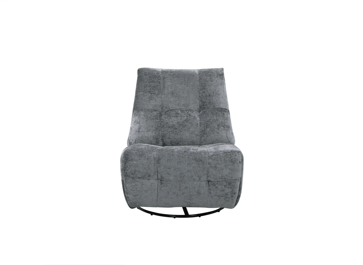 Fauteuil relax pivotant en velours chiné gris LISON - Image 5