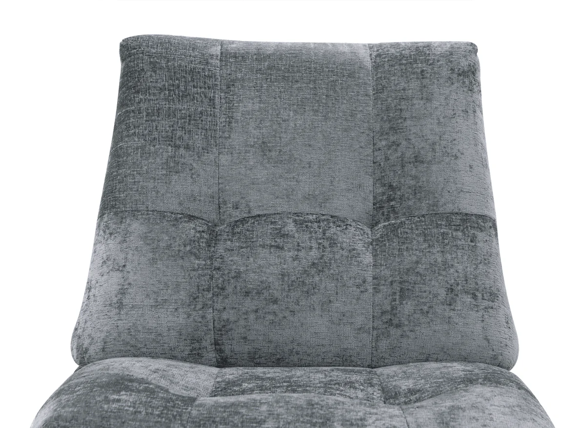 Fauteuil relax pivotant en velours chiné gris LISON - Image 7