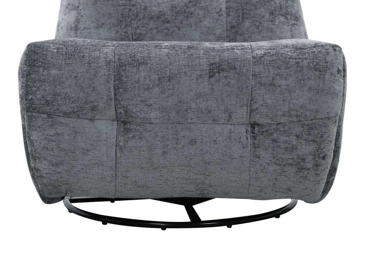 Fauteuil relax pivotant en velours chiné gris LISON - Image 9