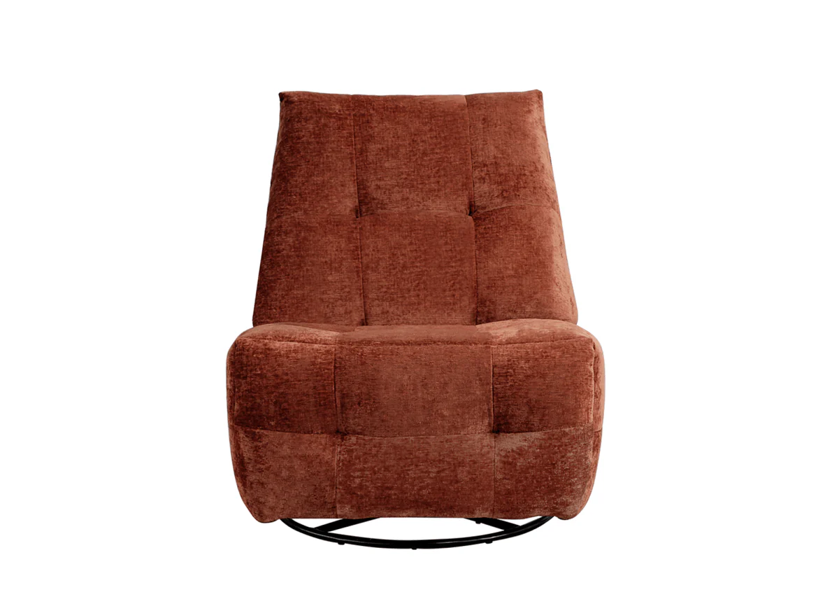 Fauteuil relax pivotant en velours chiné terracotta LISON - Image 5