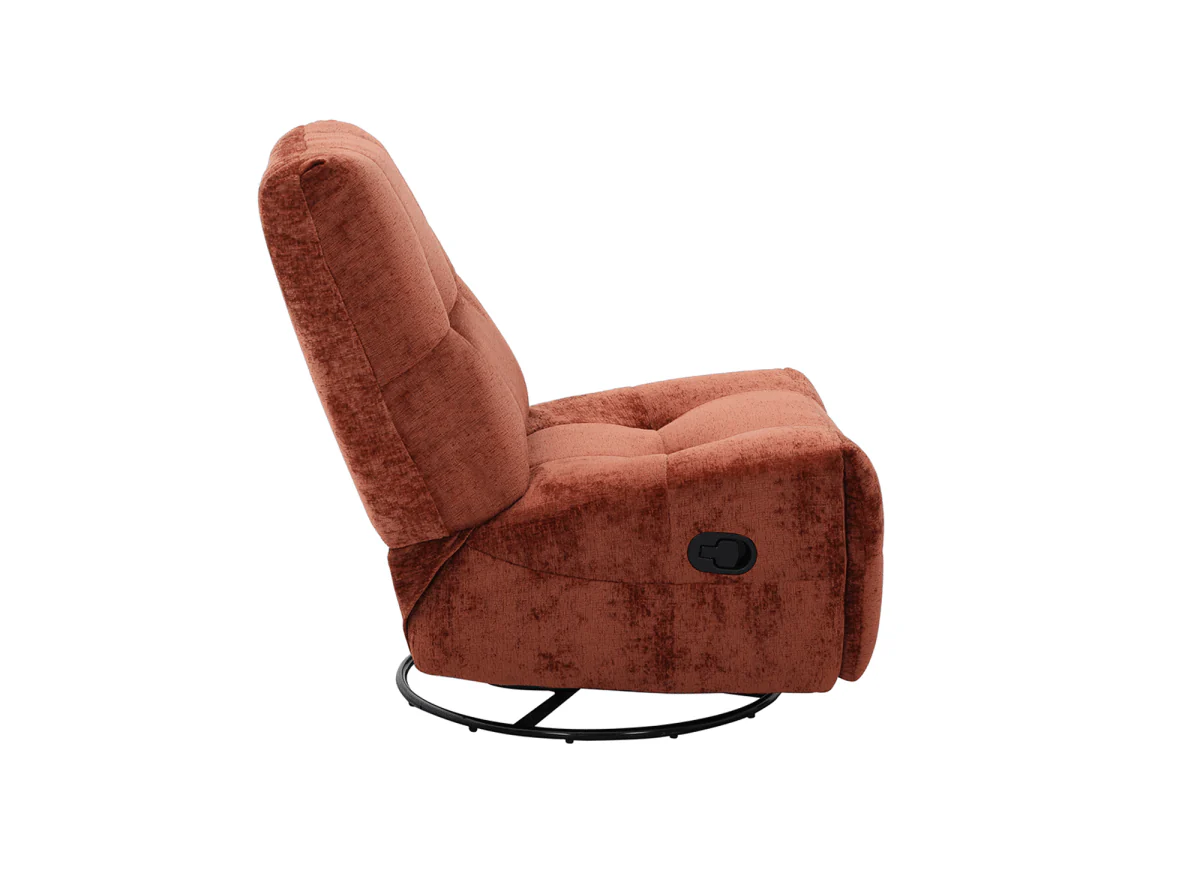 Fauteuil relax pivotant en velours chiné terracotta LISON - Image 6