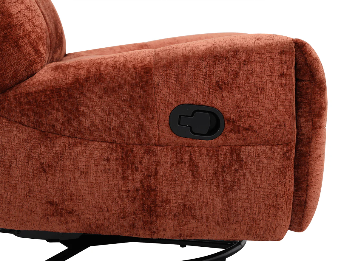 Fauteuil relax pivotant en velours chiné terracotta LISON - Image 7