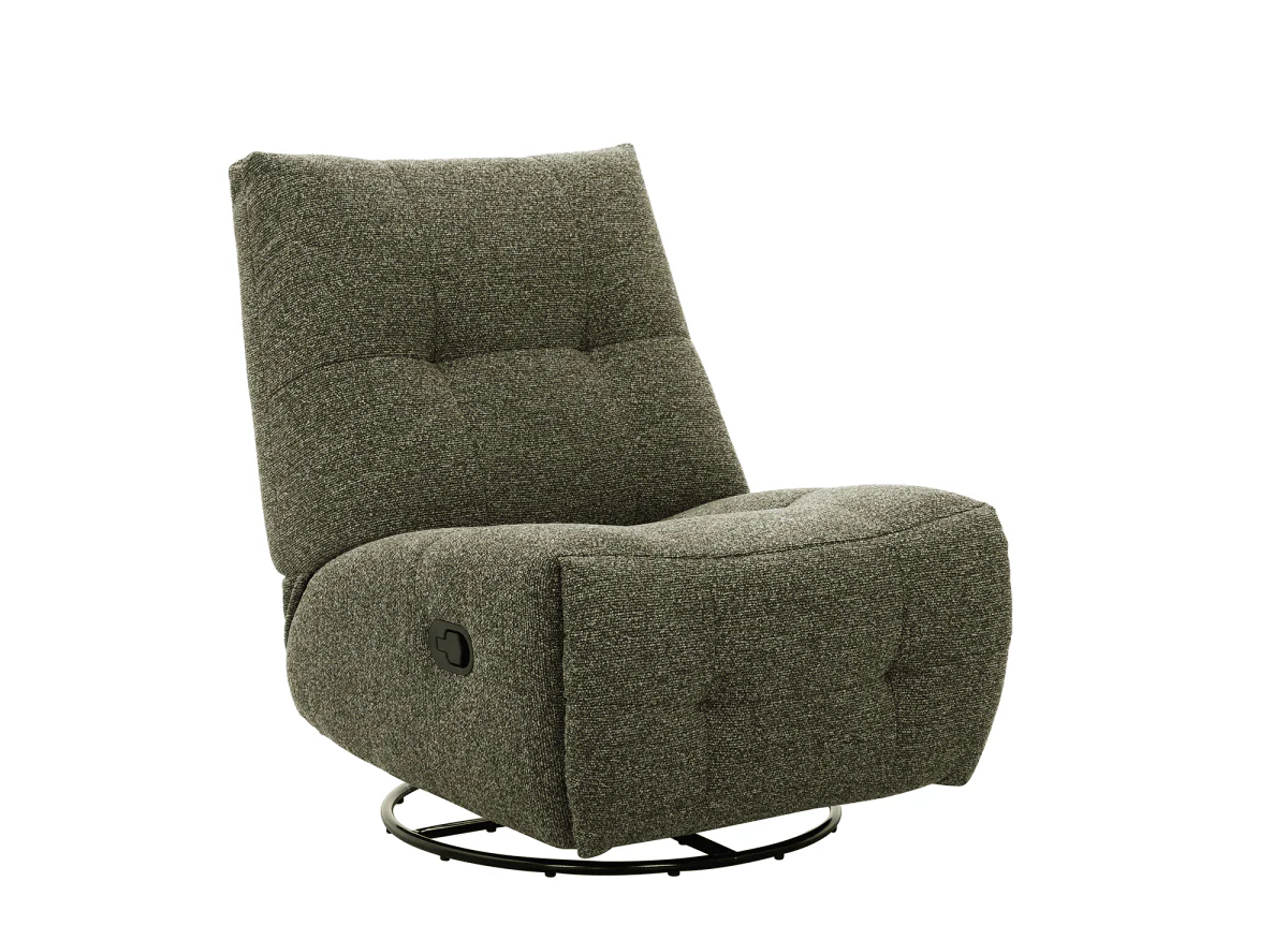 Fauteuil relax pivotant en velours texturé vert kaki LISON - Image 3