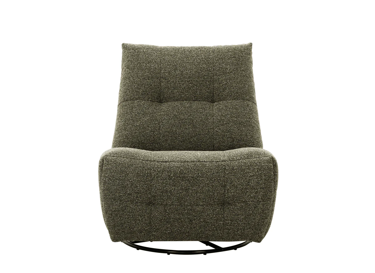 Fauteuil relax pivotant en velours texturé vert kaki LISON - Image 4