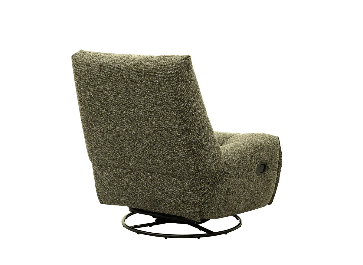 Fauteuil relax pivotant en velours texturé vert kaki LISON - Image 6