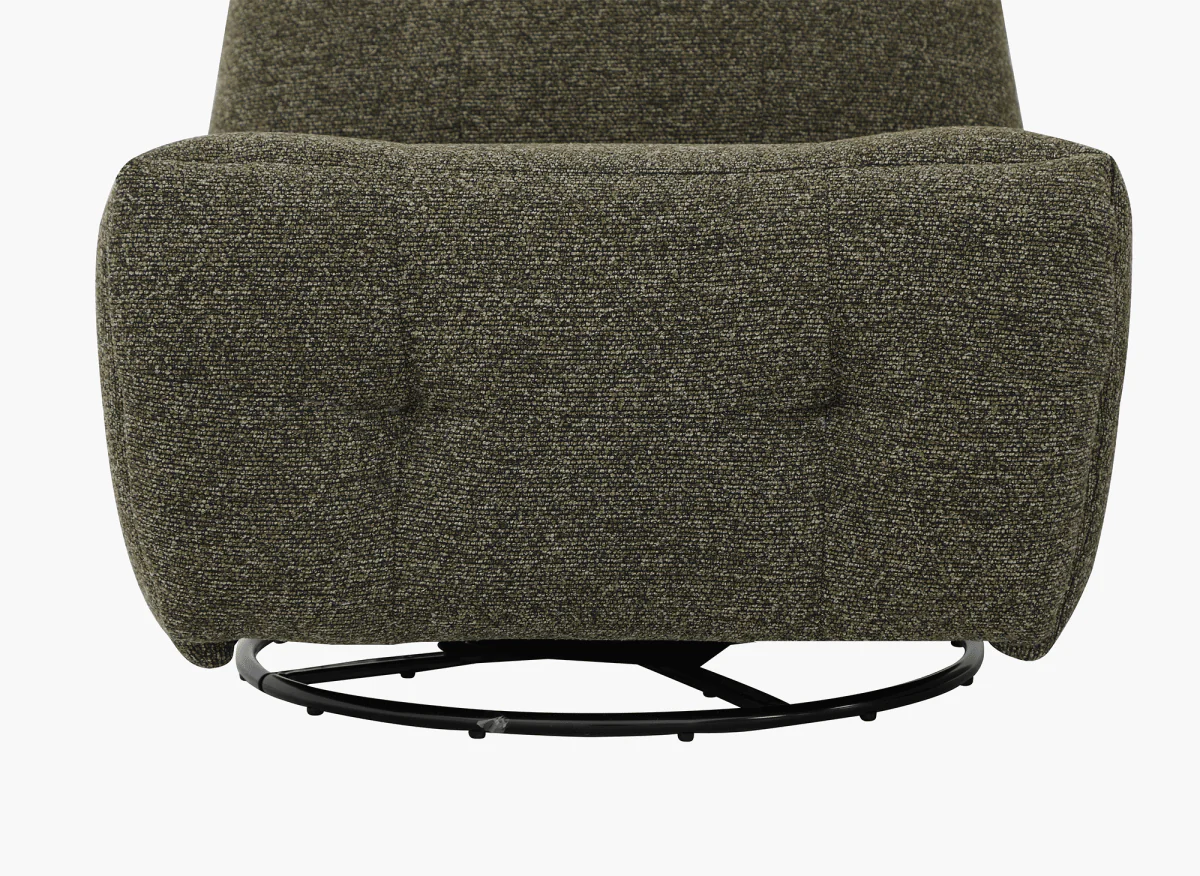 Fauteuil relax pivotant en velours texturé vert kaki LISON - Image 7