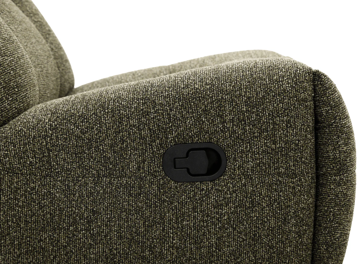 Fauteuil relax pivotant en velours texturé vert kaki LISON - Image 8
