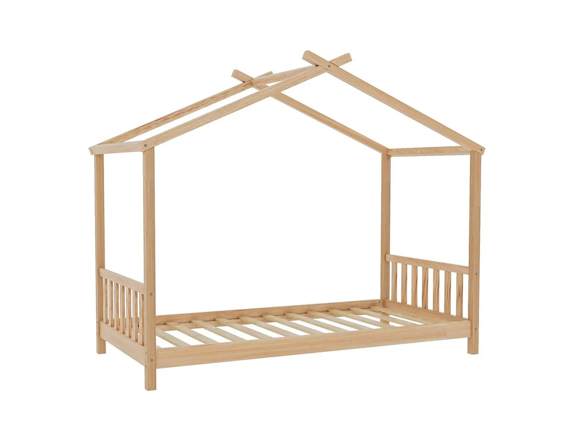 Lit cabane avec barreaux en bois 90 x 190 cm NIDOU - Image 3