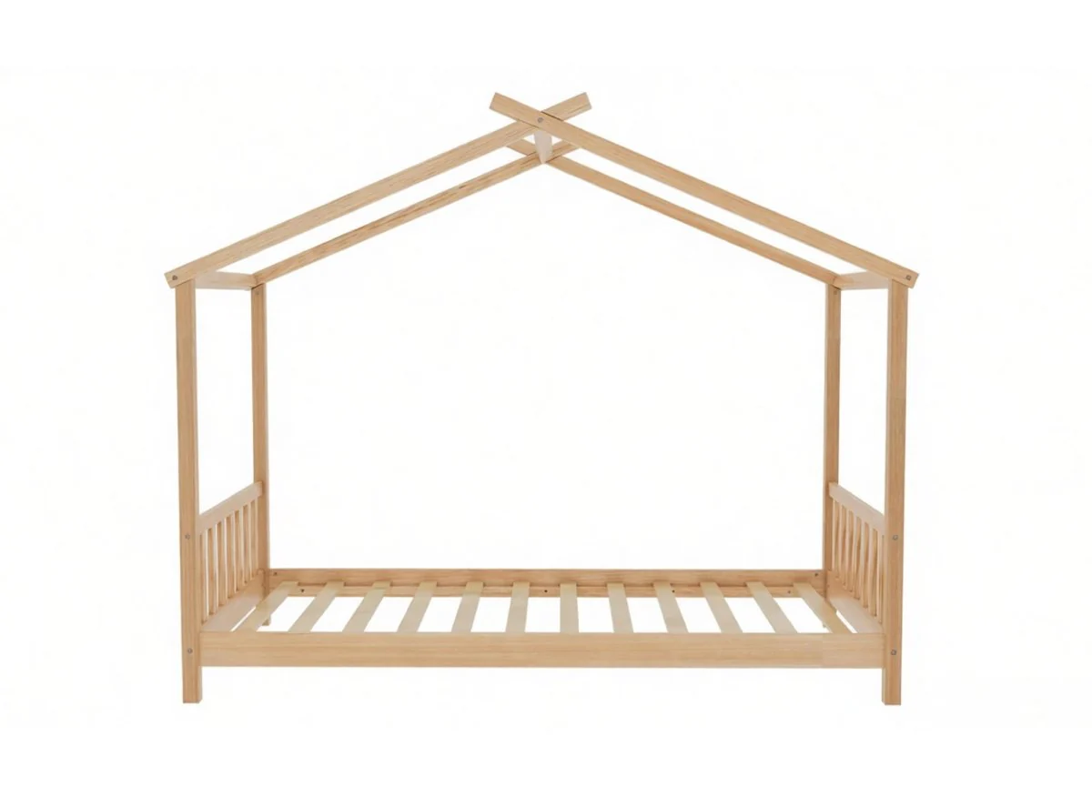 Lit cabane avec barreaux en bois 90 x 190 cm NIDOU - Image 4