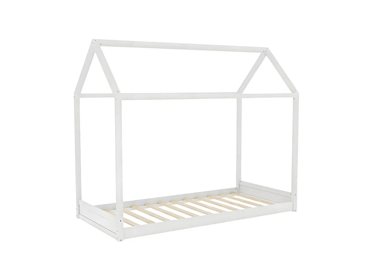 Lit cabane en bois blanc 90 x 190 cm POPY - Image 3