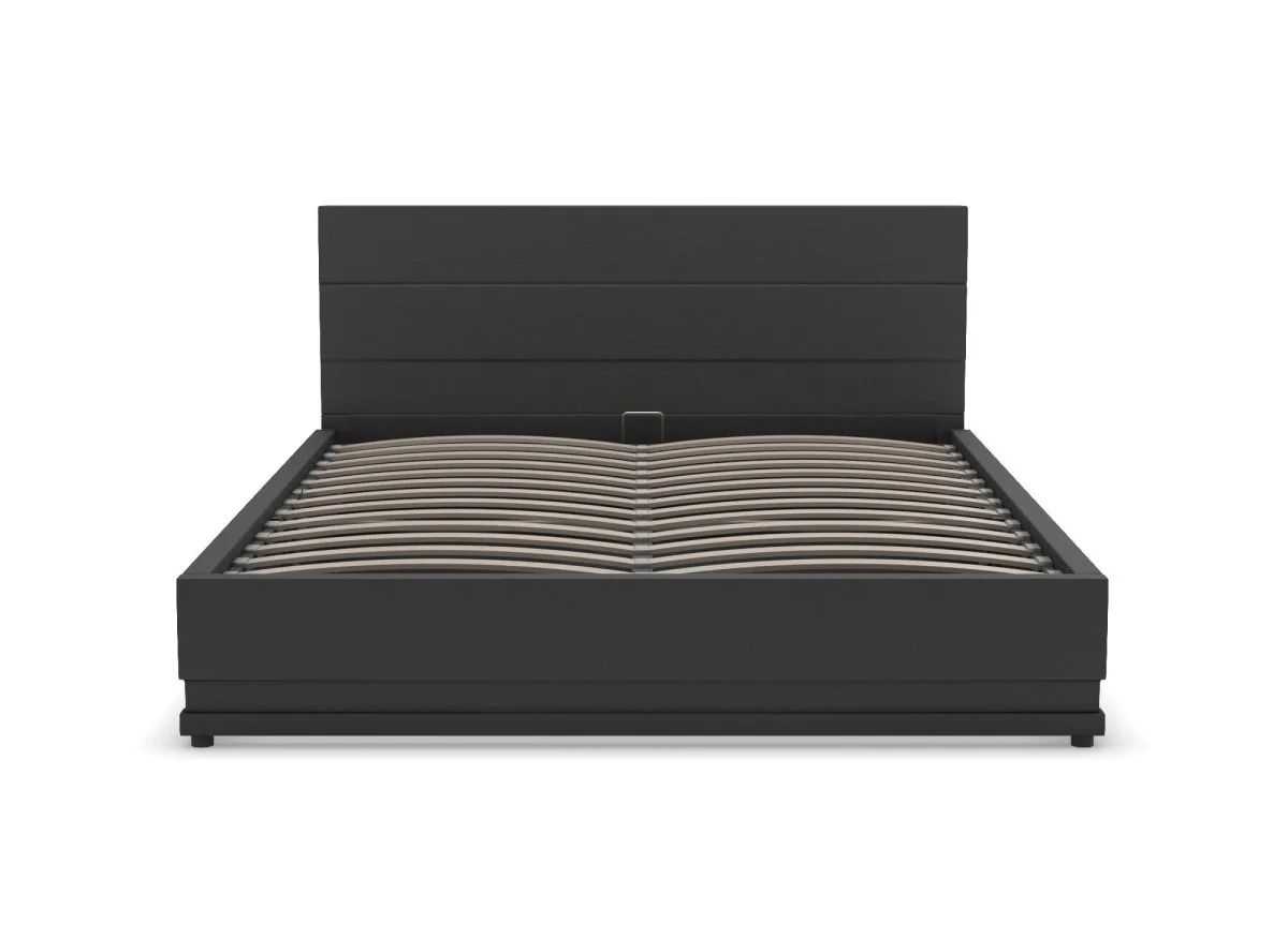 Lit coffre en simili cuir noir 180x200 cm ELENCE - Image 4