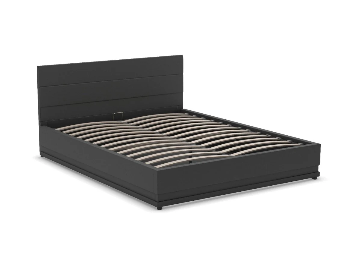 Lit coffre en simili cuir noir 180x200 cm ELENCE - Image 5
