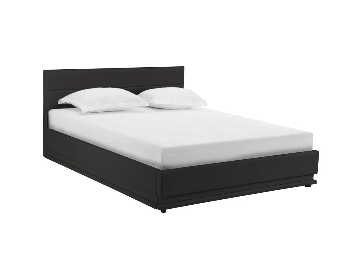 Lit coffre en simili cuir noir 180x200 cm ELENCE - Image 6