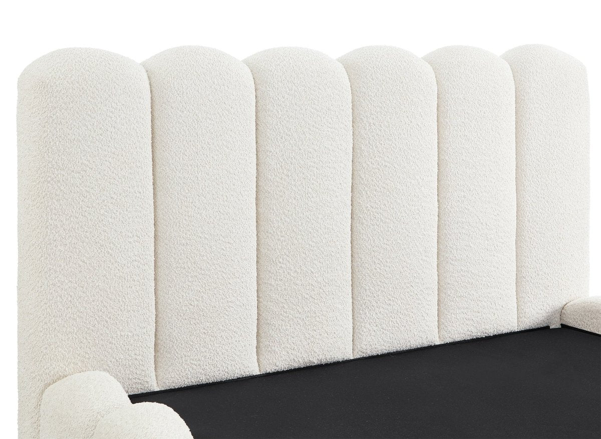 Lit coffre en tissu bouclette beige 140x190 cm RITA - Image 6