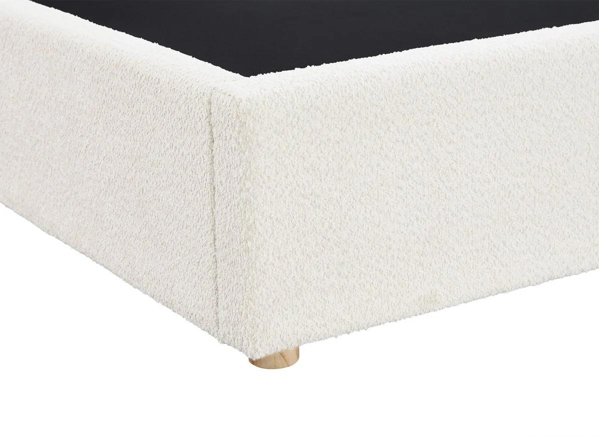 Lit coffre en tissu bouclette beige 140x190 cm ZELIA - Image 9