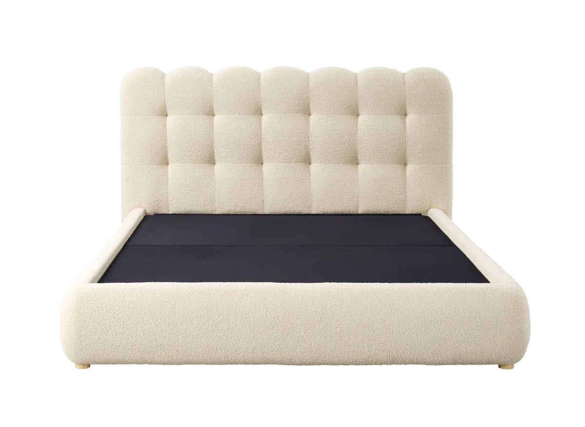 Lit coffre en tissu bouclette beige 140x190 cm BISCUIT - Image 6