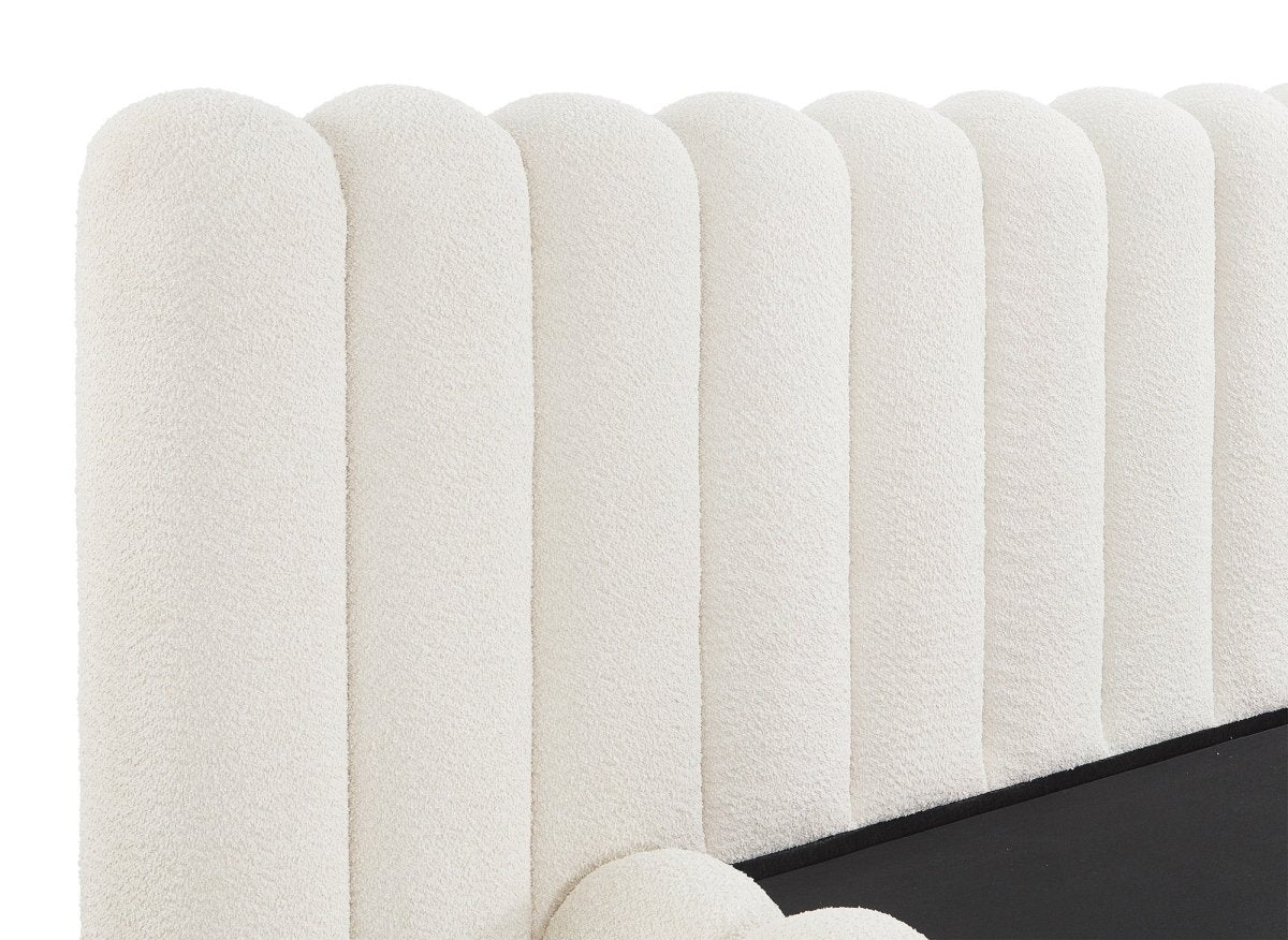 Lit coffre en tissu bouclette beige 160x200 cm GRETA - Image 6