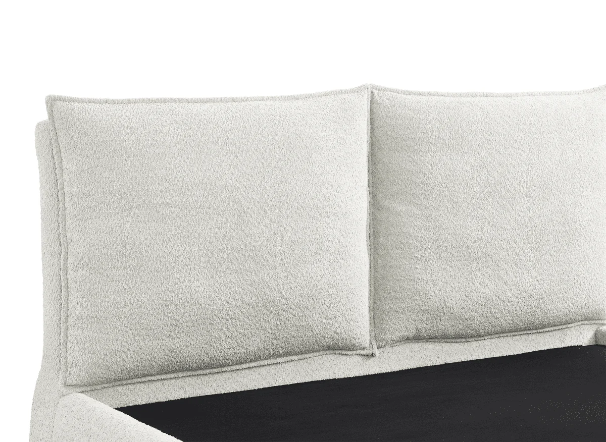 Lit coffre en tissu bouclette beige 160x200 cm MELY - Image 7